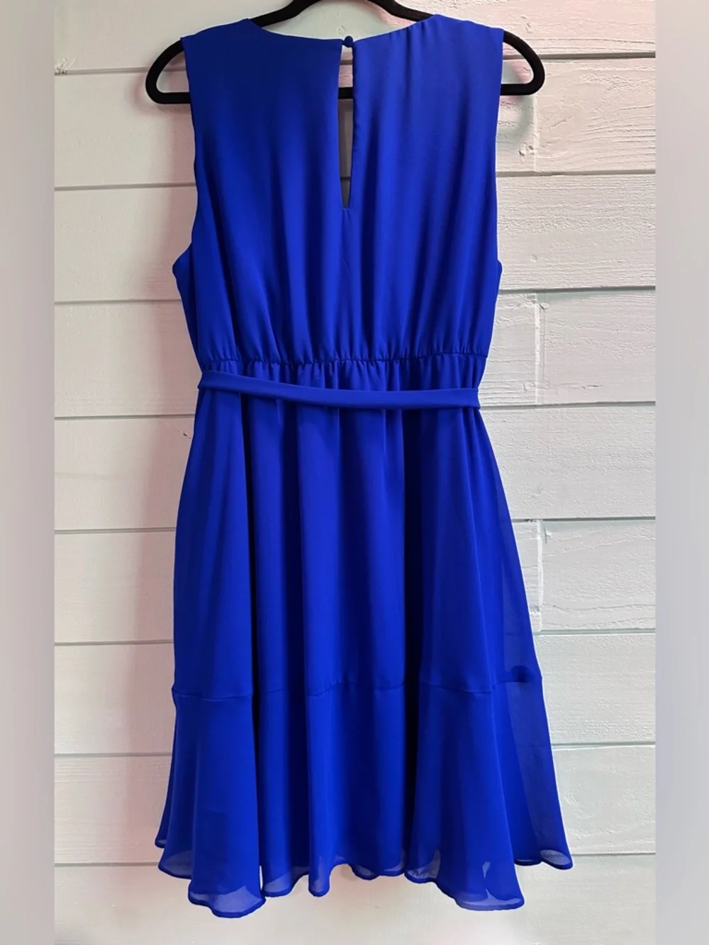 torrid Royal Blue Chiffon Ruffle Wrap Midi Dress - Picture 3 of 7